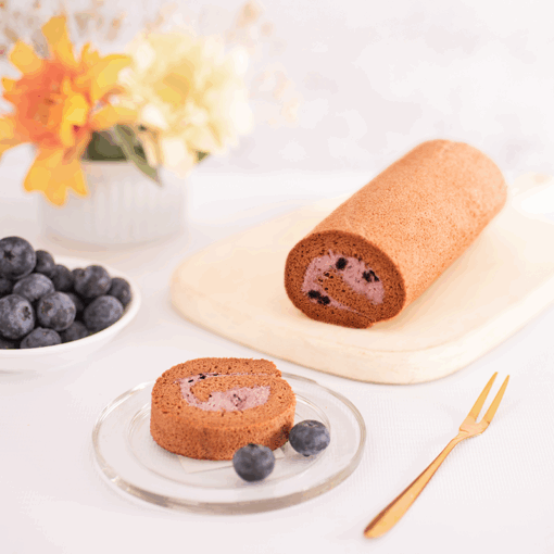 Chocolate Blueberry Swiss Roll